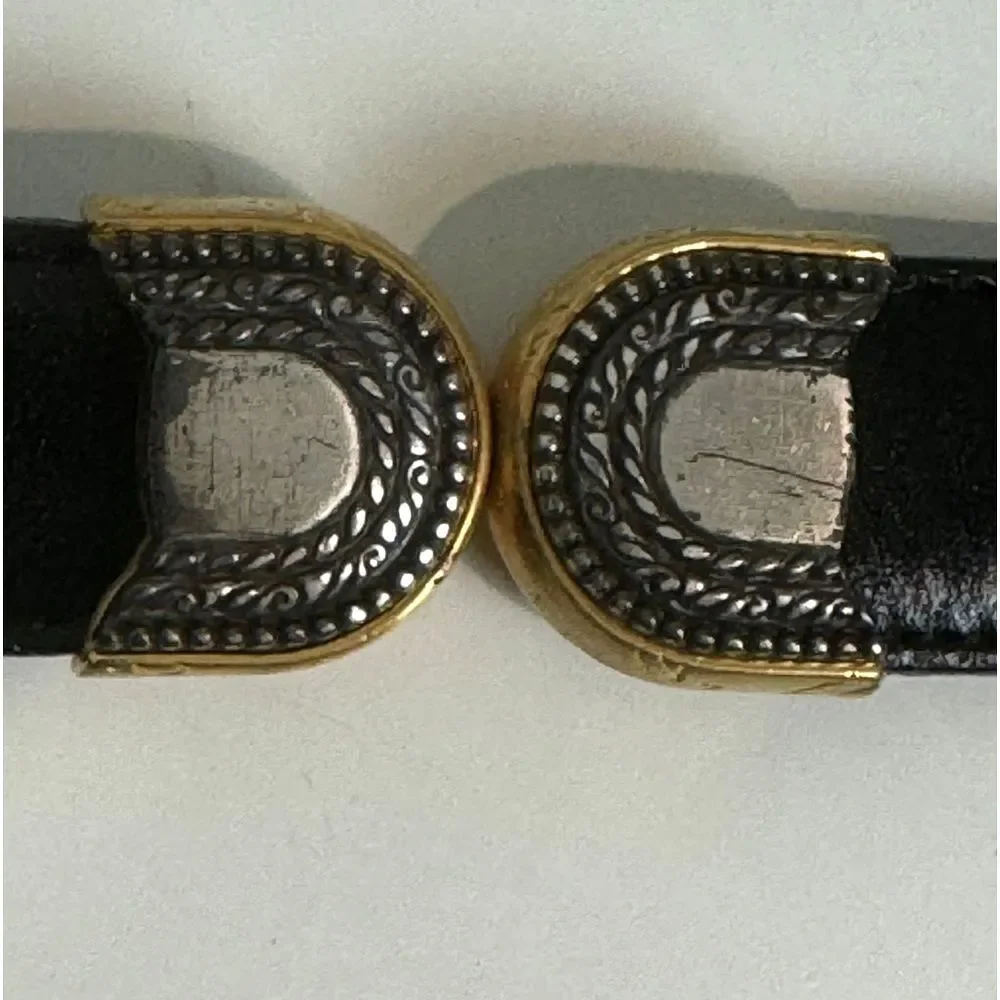 Vintage Leather Reversible Twist Black Brown Flip Belt 36